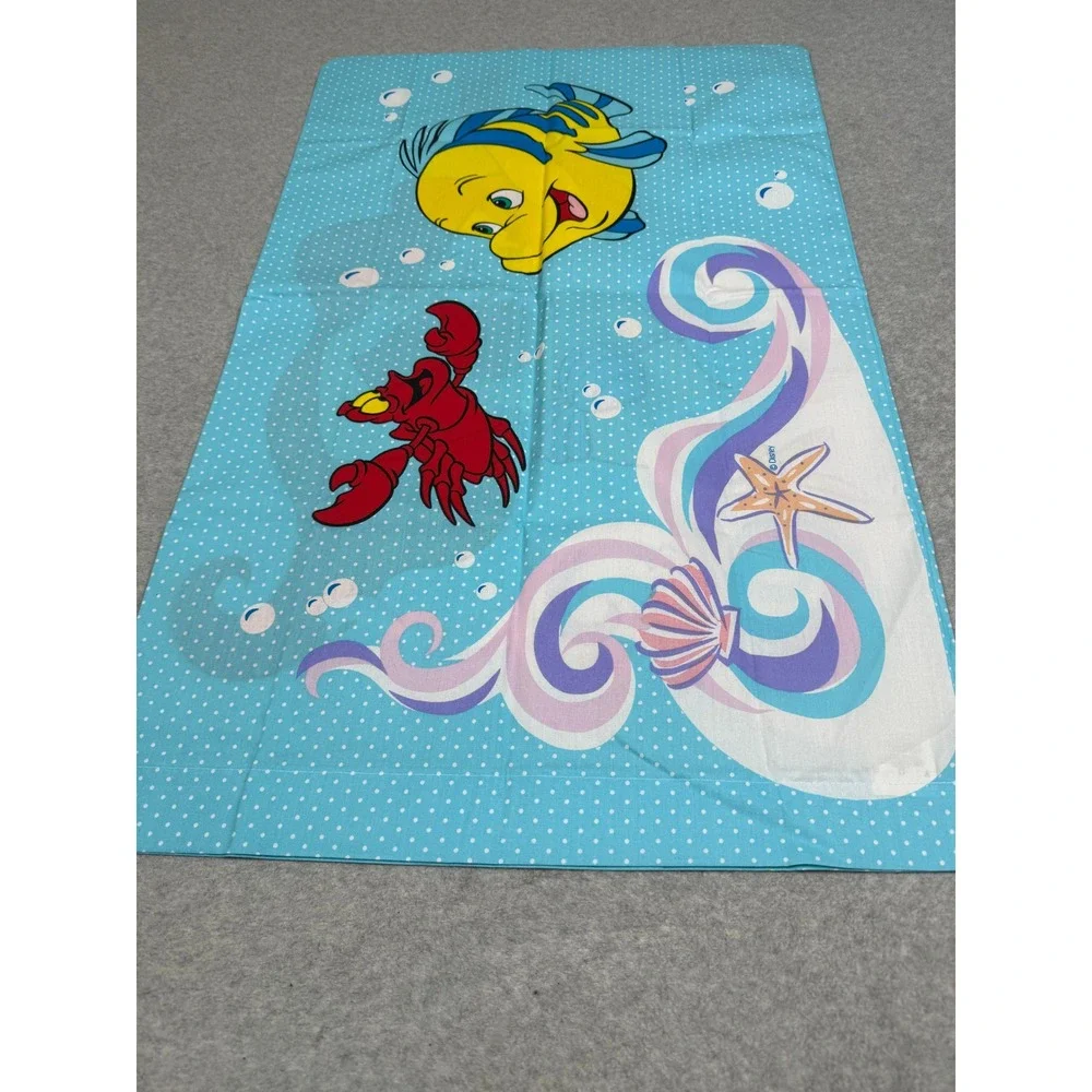 Vintage Disney Little Mermaid Ariel Flounder Sebastian Pillowcase Made in USA